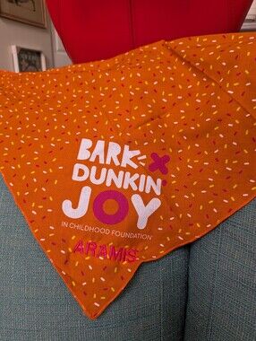Bark Dunkin Joy Childhood Foundation Dog Bandana Orange Sprinkles Pet Scarf